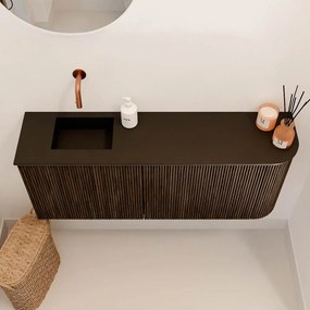 Mondiaz Joya 100cm toiletmeubel ronding rechts walnut met wastafel faye links zonder kraangat urban