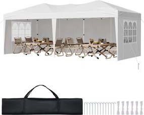 VEVOR Gazebo, 5,9 x 2,96 x 2,65 m, Partytent, Tuintent met Zijwanden en Geventileerde Ramen, 3 Hoogte-instellingen, Zonwering voor Buitenevenementen, Wit