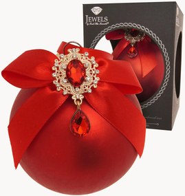 Handbeschilderde kerstbal Rhinestones + strik