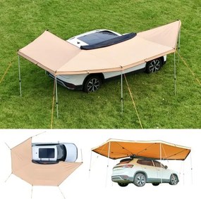 VEVOR Autoluifel, 270° Luifel, 6,08 x 4,25 x 2,10 m, Zonnescherm, Waterdicht (UV50+), inclusief Draagtas, Vrijstaande All-Weather Luifel voor SUV's, Bestelwagens, Vrachtwagens &amp; Kamperen
