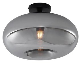 Art Deco plafondlamp zwart met smoke glas 40cm - Busa