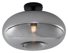 Art Deco plafondlamp zwart met smoke glas 40cm - Busa Art Deco E27 rond Binnenverlichting Lamp