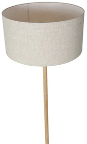 Landelijke vloerlamp hout met lichtbruine kap - Mels