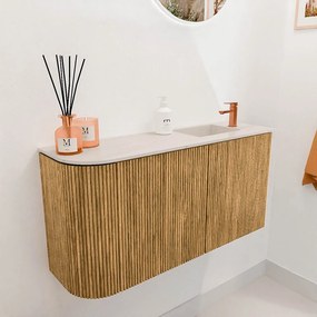 Mondiaz Joya DLux 80cm toiletmeubel ronding links oak met wastafel faye rechts 1 kraangat meli