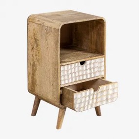 Pack Van 2 Nachtkastjes 30x25 Cm Van Mangohout Yulara 2 Lades & Natuurlijk - Wit - Sklum