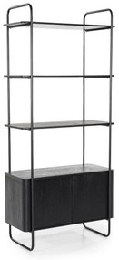 Eleonora James Smalle Stellingkast Zwart Mangohout - 96x46x210cm.