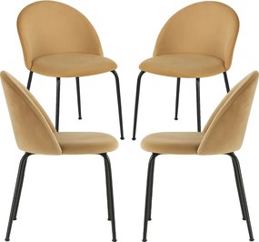 Set 4 Black Dalnia Fluwelen Stoelen