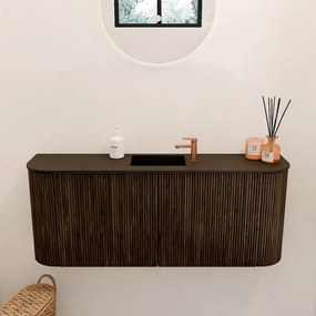 Mondiaz Joya 105cm toiletmeubel ronding links/rechts walnut met wastafel faye midden 1 kraangat urban