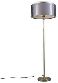 Vloerlamp goud/messing met zwart/witte kap 47 cm - Parte
