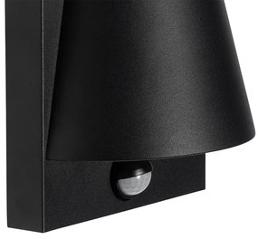 Buiten wandlamp zwart IP44 met bewegingsmelder - Femke Industriele / Industrie / Industrial GU10 IP44 Buitenverlichting rond