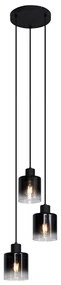 Moderne hanglamp zwart met smoke glas 3-lichts - Dame Modern E27 rond Binnenverlichting Lamp