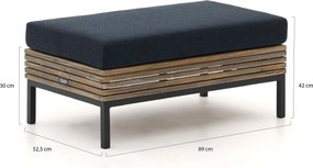 Voetenbank | ROUGH-D | Teakhout | Blauw/Old Teak Greywash | 89x52,5cm | Kees Smit Tuinmeubelen