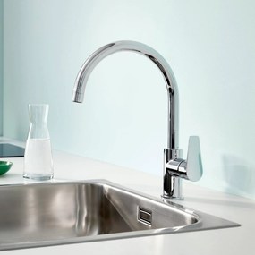 Grohe QuickFix Start Edge hoge keukenmengkraan met draaibare C-uitloop chroom