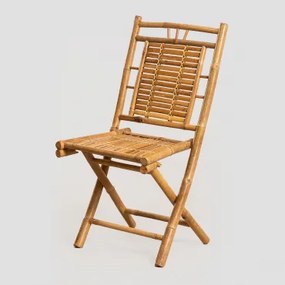 Set Van 2 Opklapbare Eetkamerstoelen Van Yakku-bamboe Bamboe - Sklum