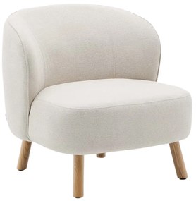 Kave Home Ulit Fauteuil Beige Chenille Met Houten Pootjes