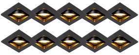 Set van 10 inbouwspots zwart verstelbaar - Qure
