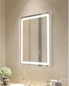 VEVOR LED badkamerspiegel cosmetische spiegel (50 x 70 cm) met voor- en achterverlichting, condensvrije spiegel, traploos dimbare badkamerspiegel met 3 kleurtemperaturen, wandmontage