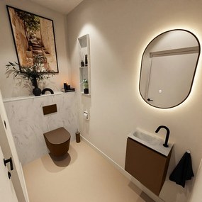 Mondiaz Ture DLux toiletmeubel 40cm rust met wastafel opalo links met kraangat