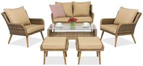 Bilbao Coffee tuinmeubelen 4 + 2 Garden Point poefs bruin