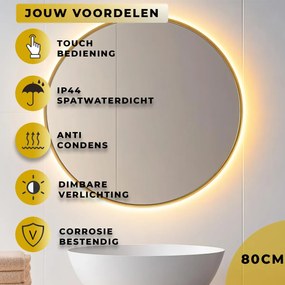 Badkamerspiegel GOUD / Messing Senna Rond | LED | Condensvrij