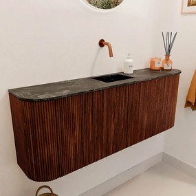 Mondiaz Joya DLux 115cm toiletmeubel ronding links/rechts ruby met wastafel faye midden zonder kraangat lava