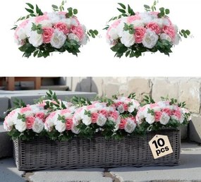 VEVOR Kunstbloemen, 10 stuks, zijden rozen met een diameter van 45 cm, kunstbloemenballen, tafeldecoraties voor bruiloften, rozenarrangementen voor bruiloften, huisdecoraties, roze en wit
