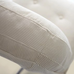 Retro Draaifauteuil Ribstof Creme