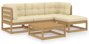 vidaXL 5-delige Loungeset met kussens massief grenenhout