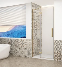 Gelco Trinity douchedeur 100cm links met helder glas goud