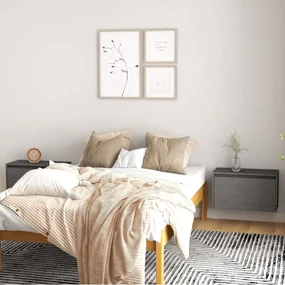 vidaXL Wandkasten 2 st 60x30x35 cm massief grenenhout grijs