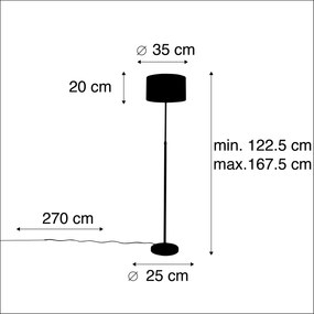 Vloerlamp zwart met velours kap bloemen 35 cm - Parte Klassiek / Antiek E27 cilinder / rond rond Binnenverlichting Lamp