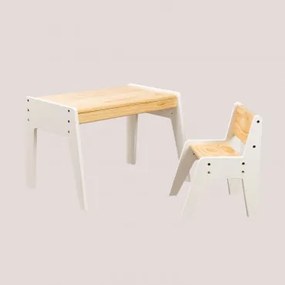 Set Van Tafel En Stoel In Hout Blaby Kids Wit - Sklum