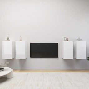vidaXL Tv-meubelen 4 st 30,5x30x60 cm spaanplaat hoogglans wit
