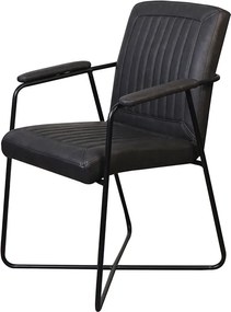 Eetkamerstoel - Henry - leer Vintage zwart