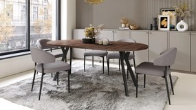 ALDO 100 Eiken Bruin/Zwarte poten - RONDE LOFT/INDUSTRIËLE TAFEL VOOR WOONKAMER/EETKAMER, UITSCHUIFBAAR