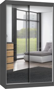 Kledingkast Mandeville 158, Antraciet, 200x120x61cm, 103.5 kg, Kledingkast deuren: Schuivend