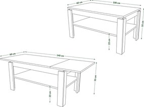ASTI-R eiken Oasis - moderne salontafel met uitschuifbaar blad