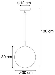 Art Deco hanglamp koper met helder glas 30 cm - Ball 30 Design, Modern E27 bol / globe / rond Binnenverlichting Lamp