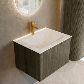 Mondiaz Kurve-dlux 60cm badmeubel shadow met 1 lade en wastafel cloud midden 1 kraangat ostra