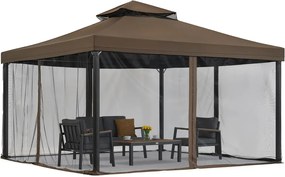 Bruin tuinpaviljoen met klamboe Valencia 4x4m Tuinpunt