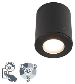 Buitenlamp met dimmer Moderne opbouwspot zwart IP55 incl. 1 x GU10 - Franca Modern GU10 Buitenverlichting rond Lamp