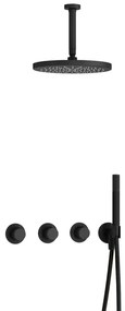 Hotbath Cobber IBS70 Regendoucheset inbouw - 15cm plafondarm - 30cm ronde hoofddouche - staafhanddouche - mat zwart IBS70BL25