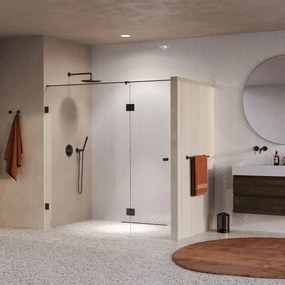 Brauer Void Carving profielloze nisdeur 190cm met draaideur 70cm aan glas gunmetal geborsteld PVD