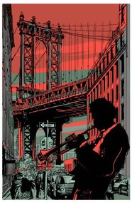 Ilustratie jazz trumpet player in brooklyn, isaxar, (26.7 x 40 cm)