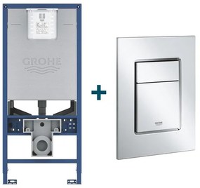 GROHE Rapid SLX Inbouwreservoir - frame netspanning - douchewc aansluiting - GROHE Skate cosmopolitan bedieningsplaat - Chroom sw107663/sw405420
