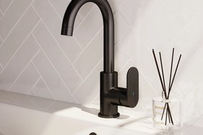 Brauer Black Edition ColdStart wastafelkraan hoog met draaibare ronde uitloop model C zwart mat