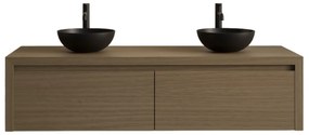 Gliss Design Ares badmeubel 140cm 2 lades corn silk met zwarte waskommen