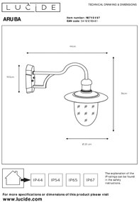 Lucide Aruba wandlamp 60W 45x35cm roest bruin