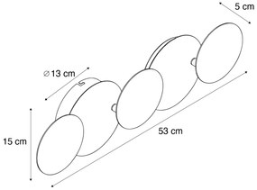 Moderne wandlamp zwart met goud incl. LED 3-staps dimbaar 5-lichts - Sunrise 3 Modern rond Binnenverlichting Lamp