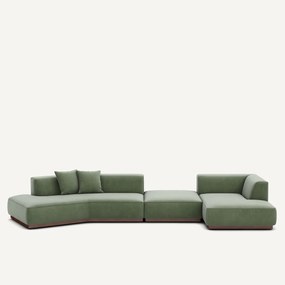 Open bank met hoek rechts met fluwelen voetensteun, JACOPO